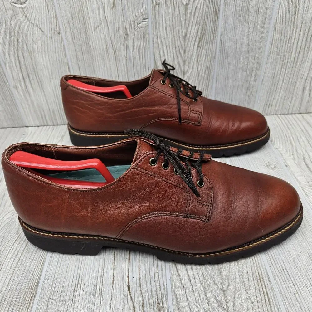 H.S. Trask Shoes Mens Size 12 W Brown Leather Oxford Lace Up Authentic Bison USA
